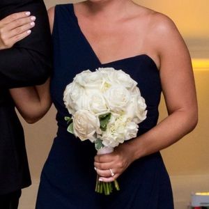 Navy bridesmaid dress.